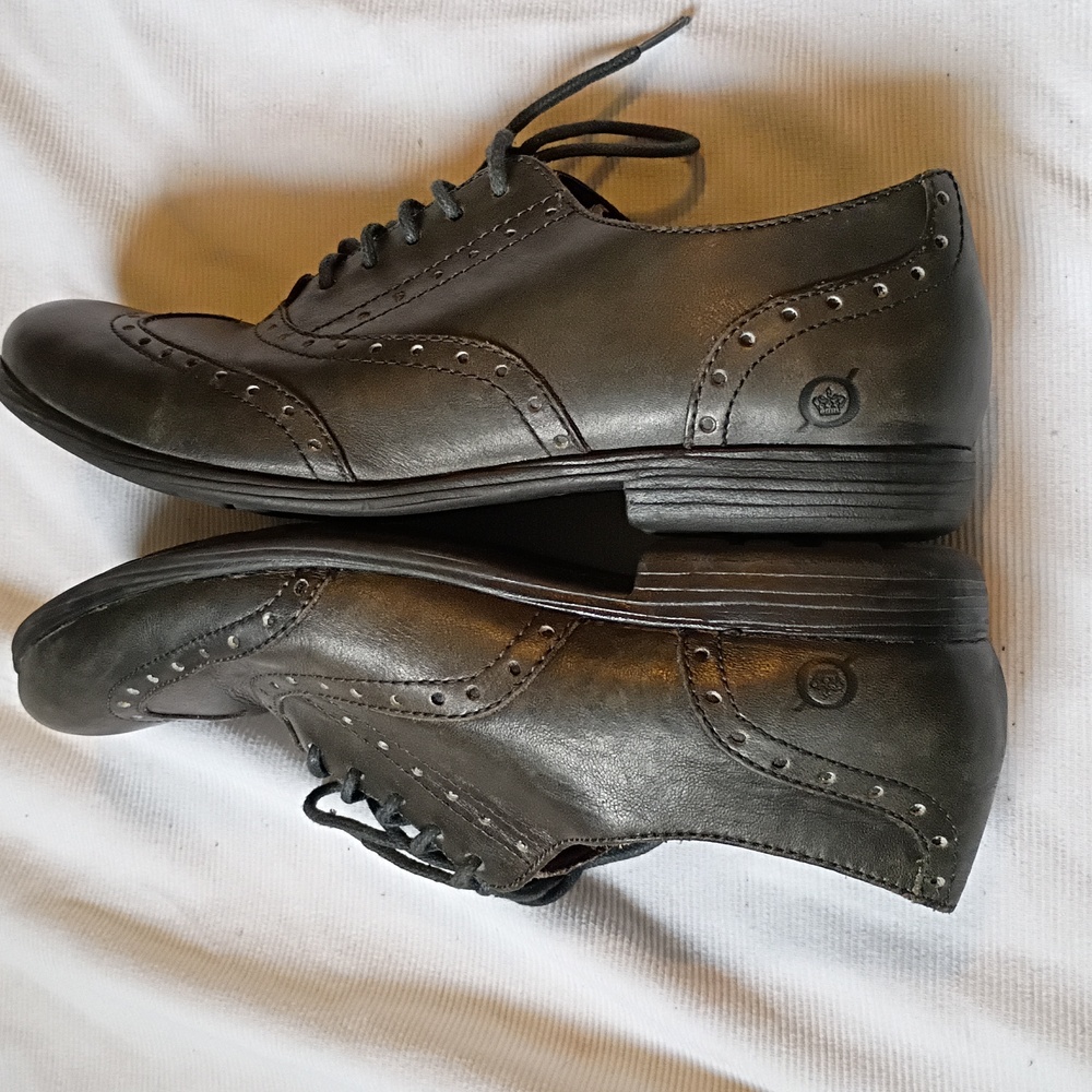 Born Dark Gray Leather Brogue Shoe - Picture 6 of 8